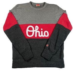Homage Retro Ohio Script Colorblock Crew Neck Sweatshirt Men's Small Buckeyes